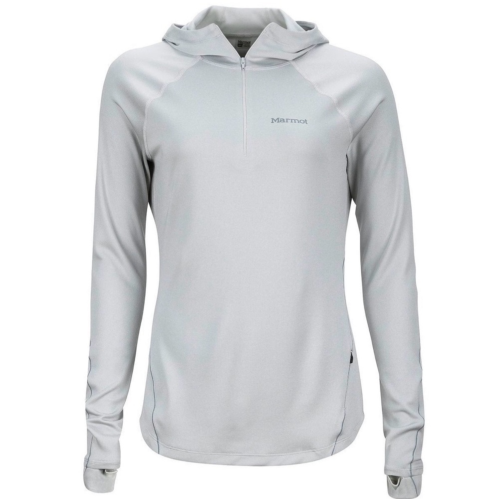 Marmot Women's Polartec Light Gray Long Sleeve Hoodie, Size XL